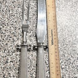 Vintage Sterling Silver Carving Set – Knife & Fork (Large) – Mid Century – Weighted Handles - Very Good Condition