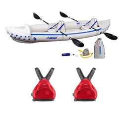 Pro Inflatable Kayak w/ NRS Adult Large Life Vest (2 Pack), Outdoor Sports