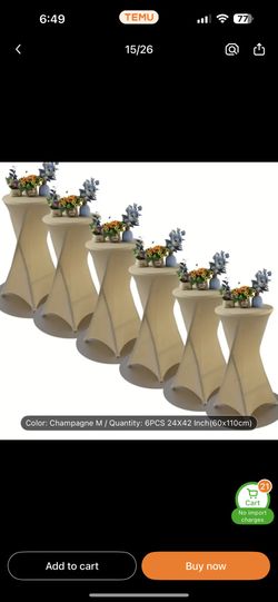 6 Cocktail Table covers (Color Champagne)