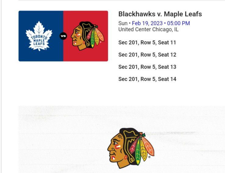Chicago Blackhawks Vs. Toronto Maple Leafs 