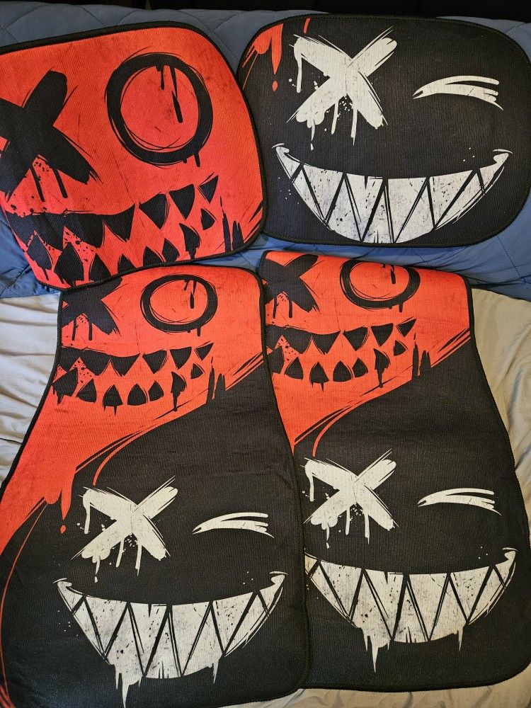 4 Pcs Smiley Car Floor Mats