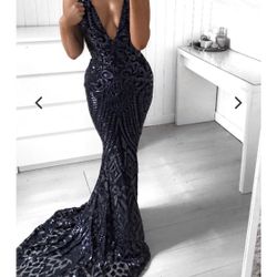 Navy Blue Sequin Dress