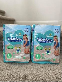2 Packs Pampers Splashers Swim Diapers (L)
