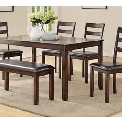 Dining Table Set With 4 Chairs And A Bench 