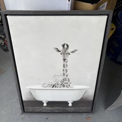 Giraffe Canvas Framed Picture