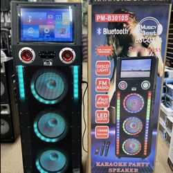 40000W 15.1” Touch Screen Rechargeable Karaoke Speaker w/ two wireless mics