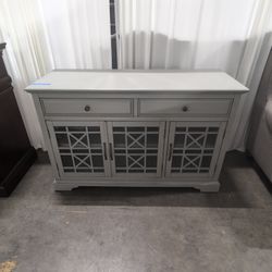 Royale USA Grey Wood Buffet with Geometric Glass Doors