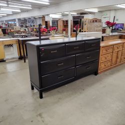Black 7 Drawer Dresser W/Mirror