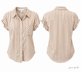 Aber & Jordan Striped Button-Down Blouse