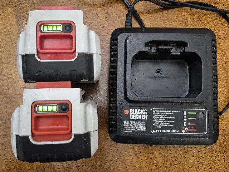 Black & Decker 36V Charger LCS36 and 2 Batteries