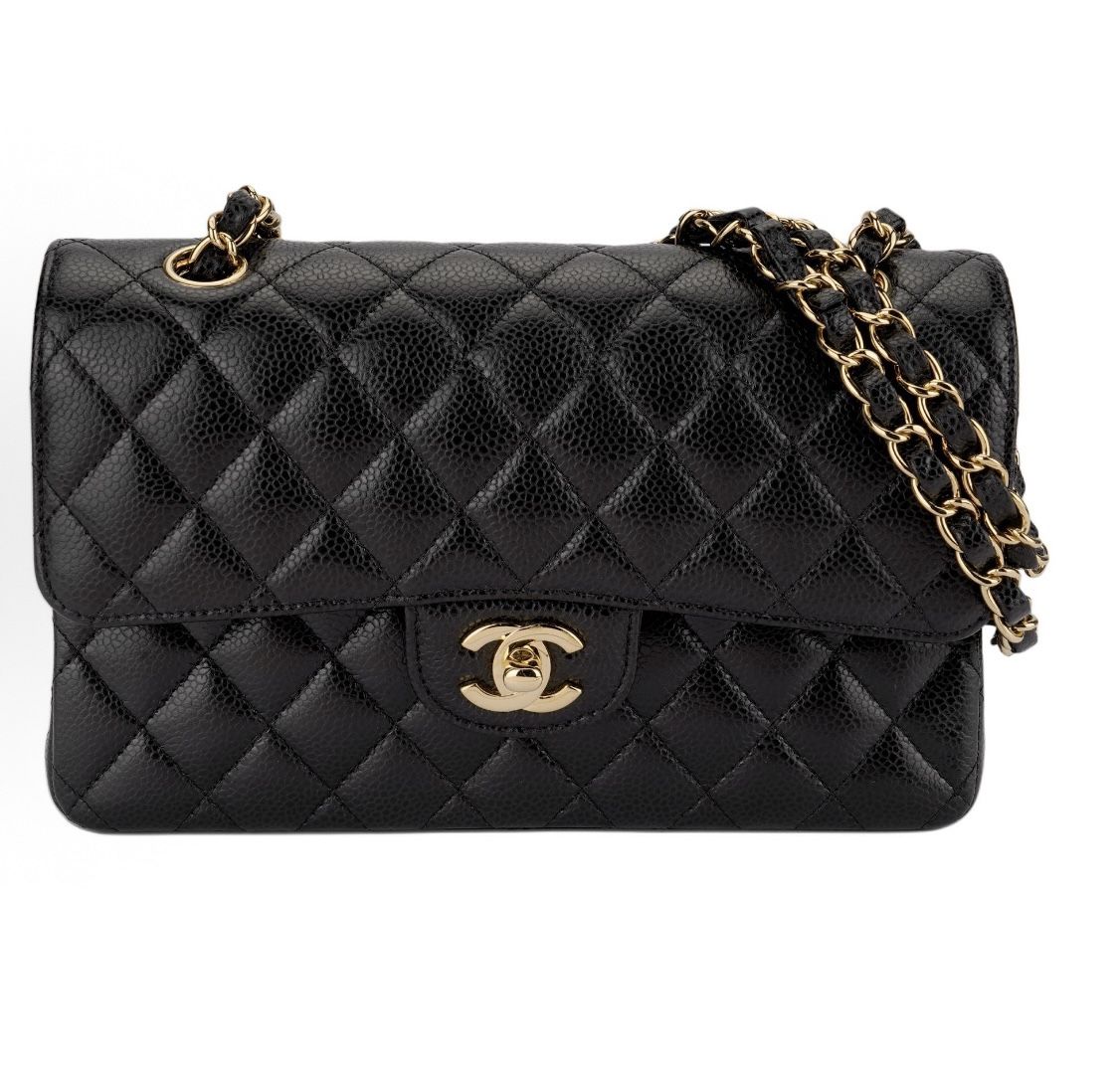 CHANEL Classic Flap CF Classic Chain Shoulder Strap Leather Chain Diamond Grain Embossed Cowhide Crossbody Shoulder Bag Small Size Women's (722)43
