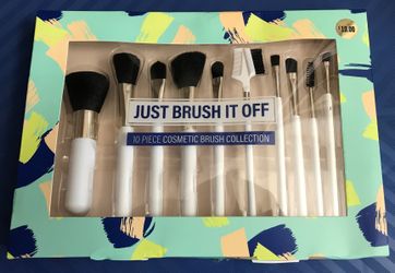 Just Brush It Off 10 Piece Cosmetic Make Up Brush Set NEW!