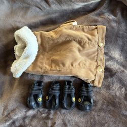 Corduroy And Sherpa Dog Sweater With Dog Booties