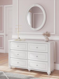 Maylilly White Dresser and Mirror