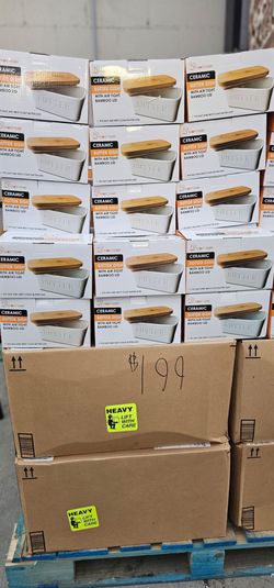 Brand New PriorityChef Ceramic Butter Dish with Airtight Bamboo Lid