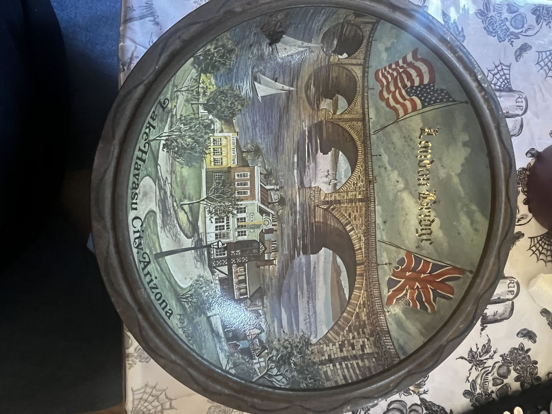 London Bridge Lake Havasu City AZ Vintage 1970's Metal Bowl 10" Ken