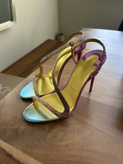 Christian Louboutin Rosalie Strass Boreal 100 Ankle Strap Sandal Heel Pump 40