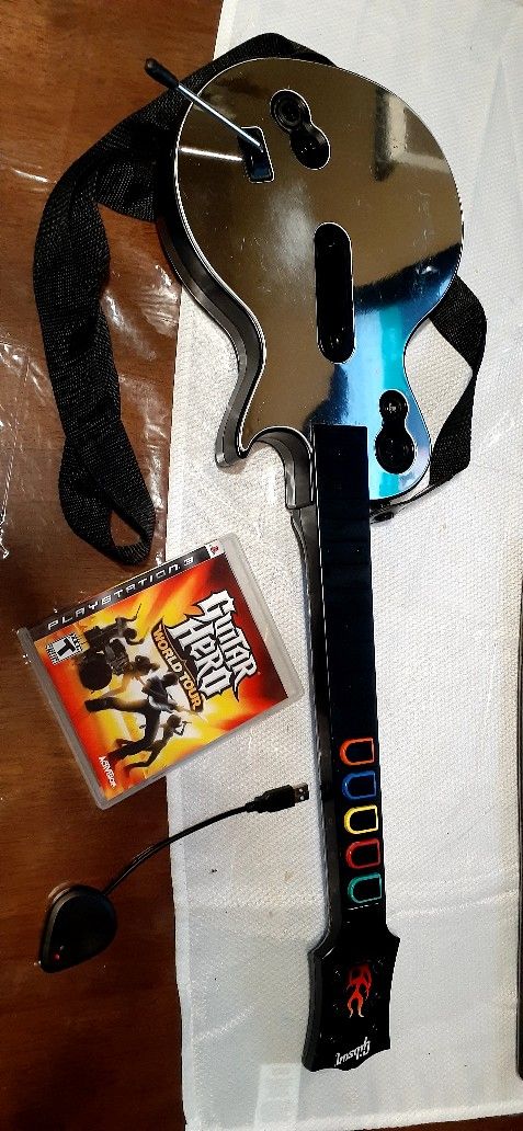 Playstation 3 Guitar hero Guitar With Game And Dongle