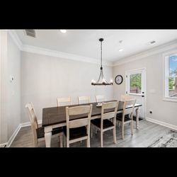 Wooden Table With Leaf In The Middle To Make Space For 8