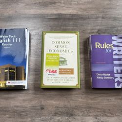 College Books - Wake Tech English, Common Sense Economics, Rules For Economics