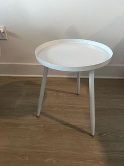 White metal end table