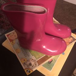 Girls Pink Rainboots  Lime Green Soles Size11-12