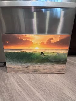 Surfer Sunset Ocean Canvas Wall Art