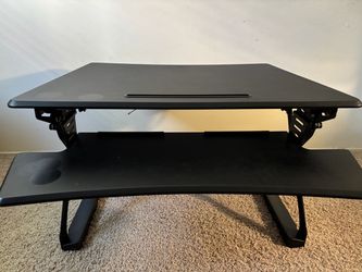 Black Adjustable Standing Desk with Keyboard Tray