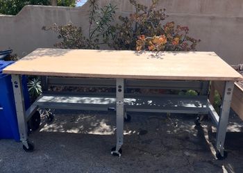 Work bench craft table. 7’4 wide x 36”. U line brand workbench