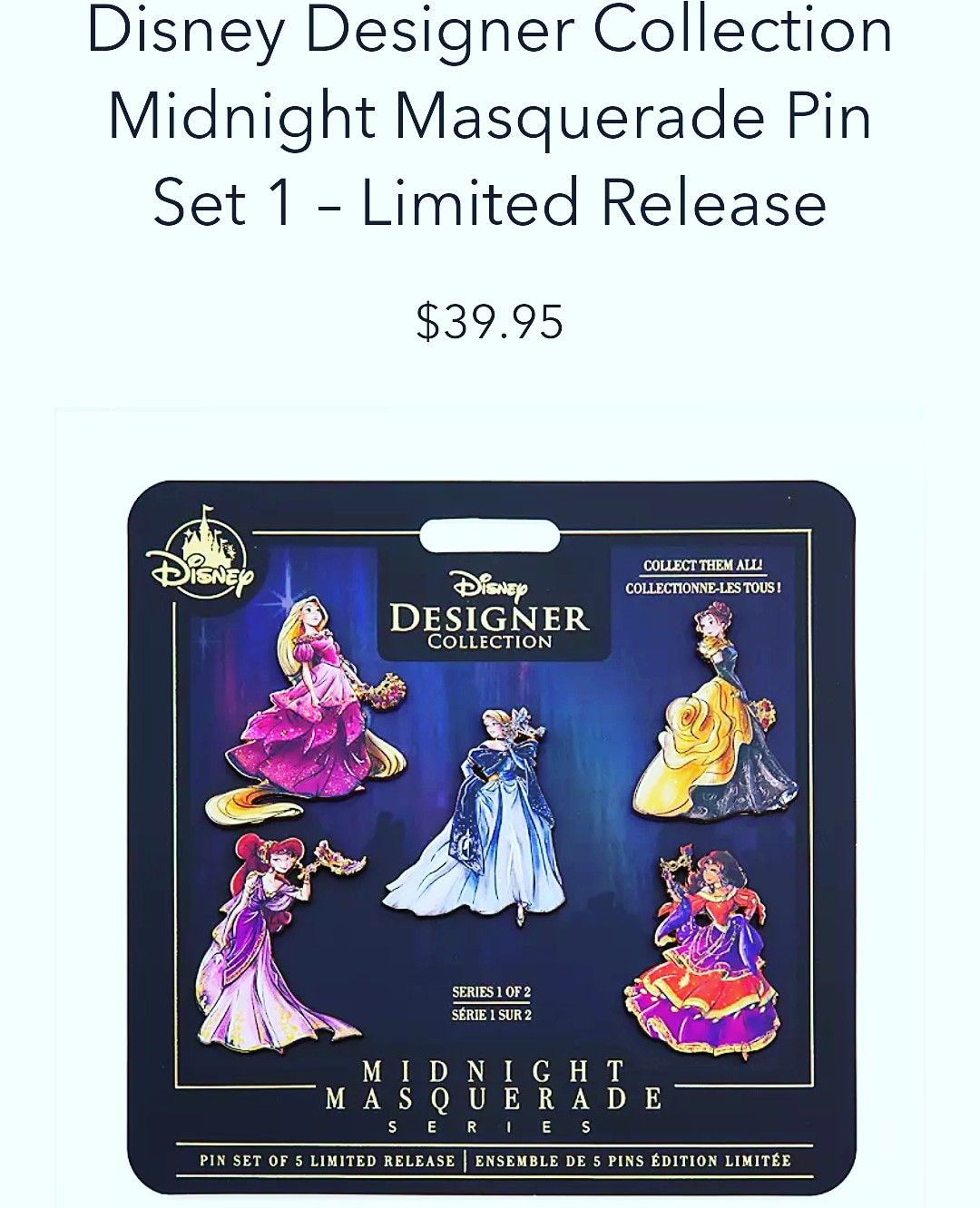 Midnight Masquerade Disney Pin limited collection