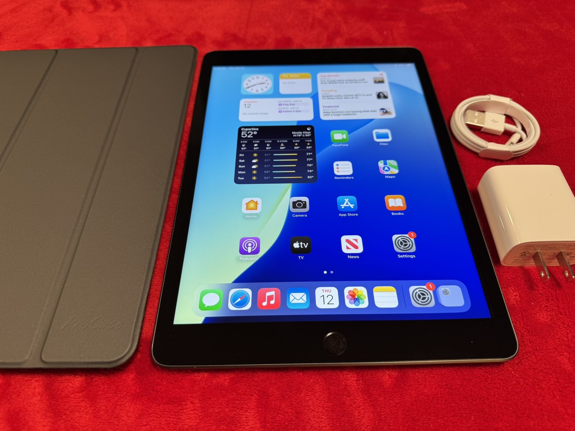 Apple iPad 9th Gen-2021, 10.2” Display, A13 Bionic Chip, 3GB RAM, 64GB, Wi-Fi, Case+Charger