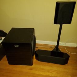 Polk speakers and subwoofer.