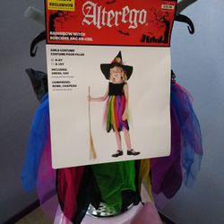 Rainbow Witch Girls Costume (4-6) New