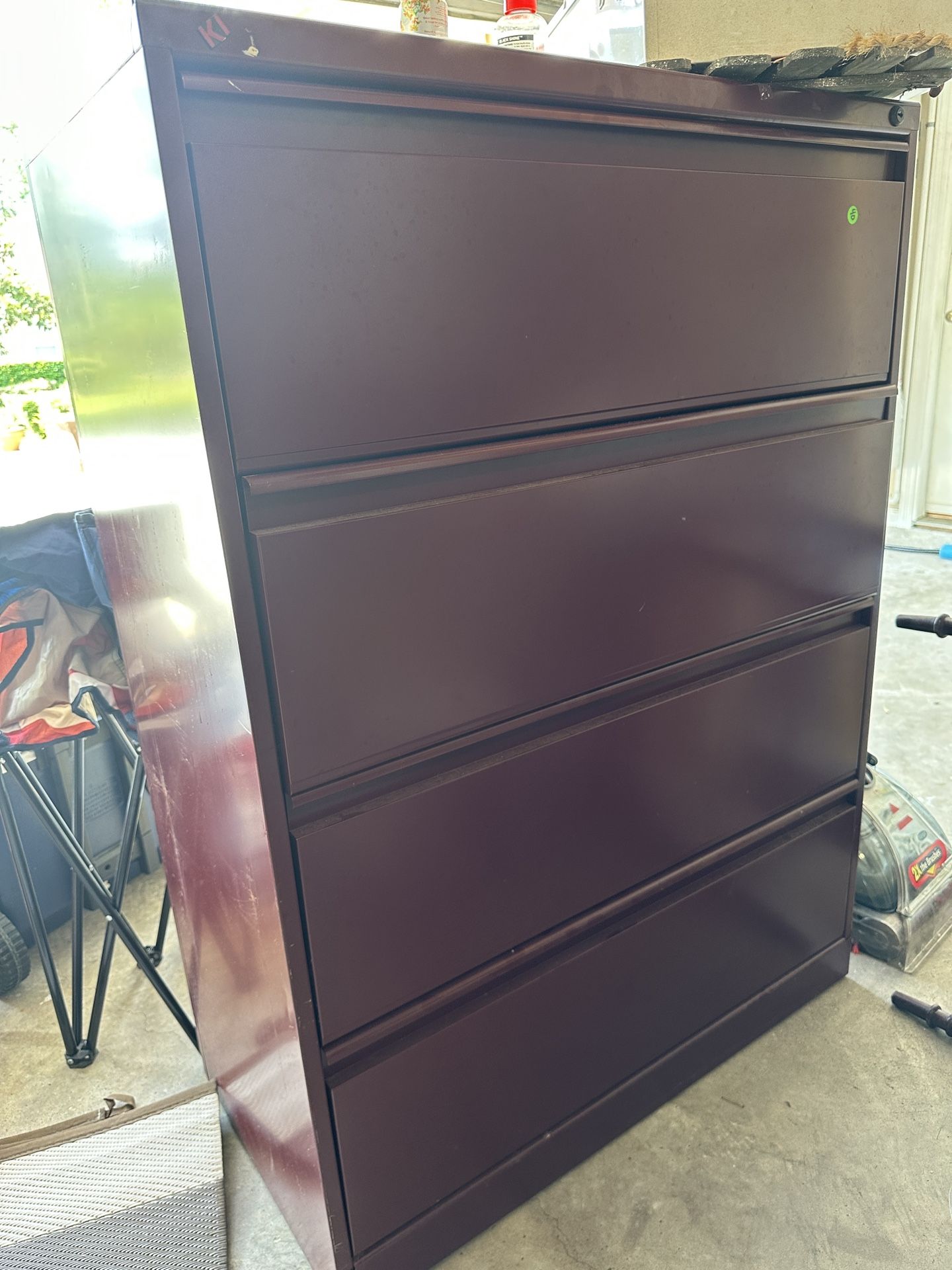 Maroon file cabinet