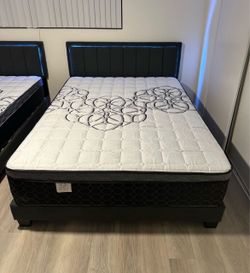 New queen bed frame with mattress