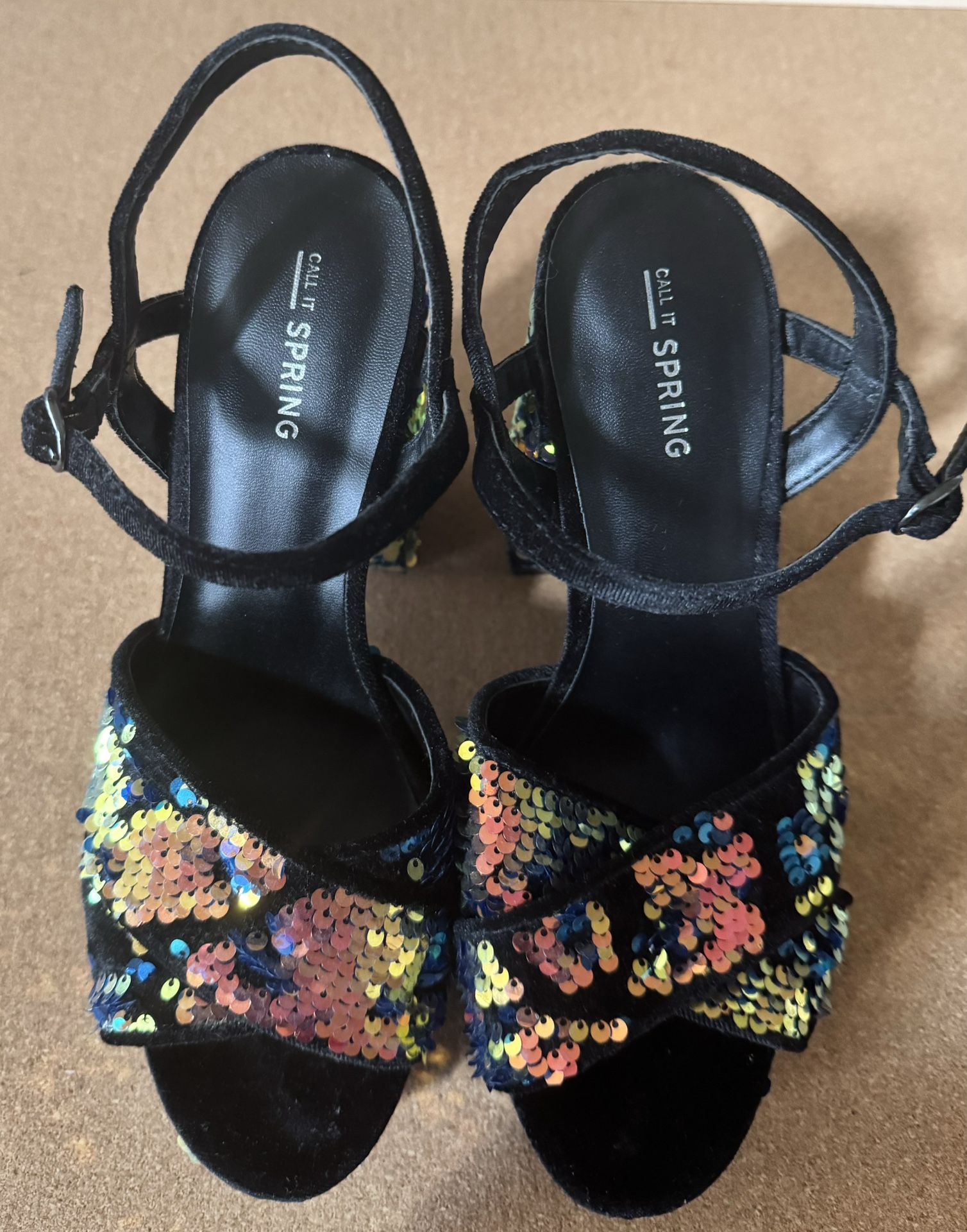 CALL IT SPRING Sequin Heeled Sandals(Multi) Size 9