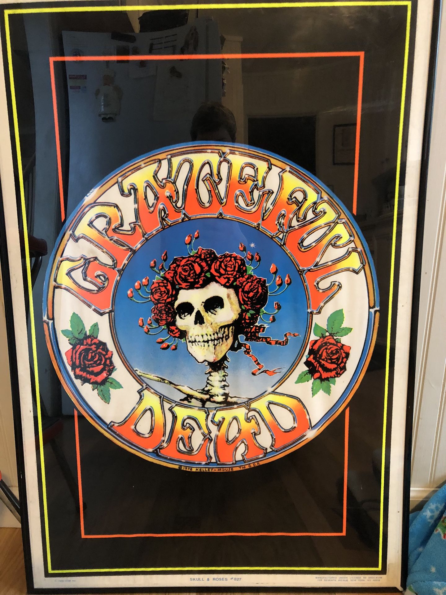 Greatful Dead Skull And Roses Black Light Poster 1996