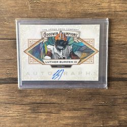 This is a 2023 Upper Deck Goodwin Champions football trading card featuring an autograph from Luther Burden III