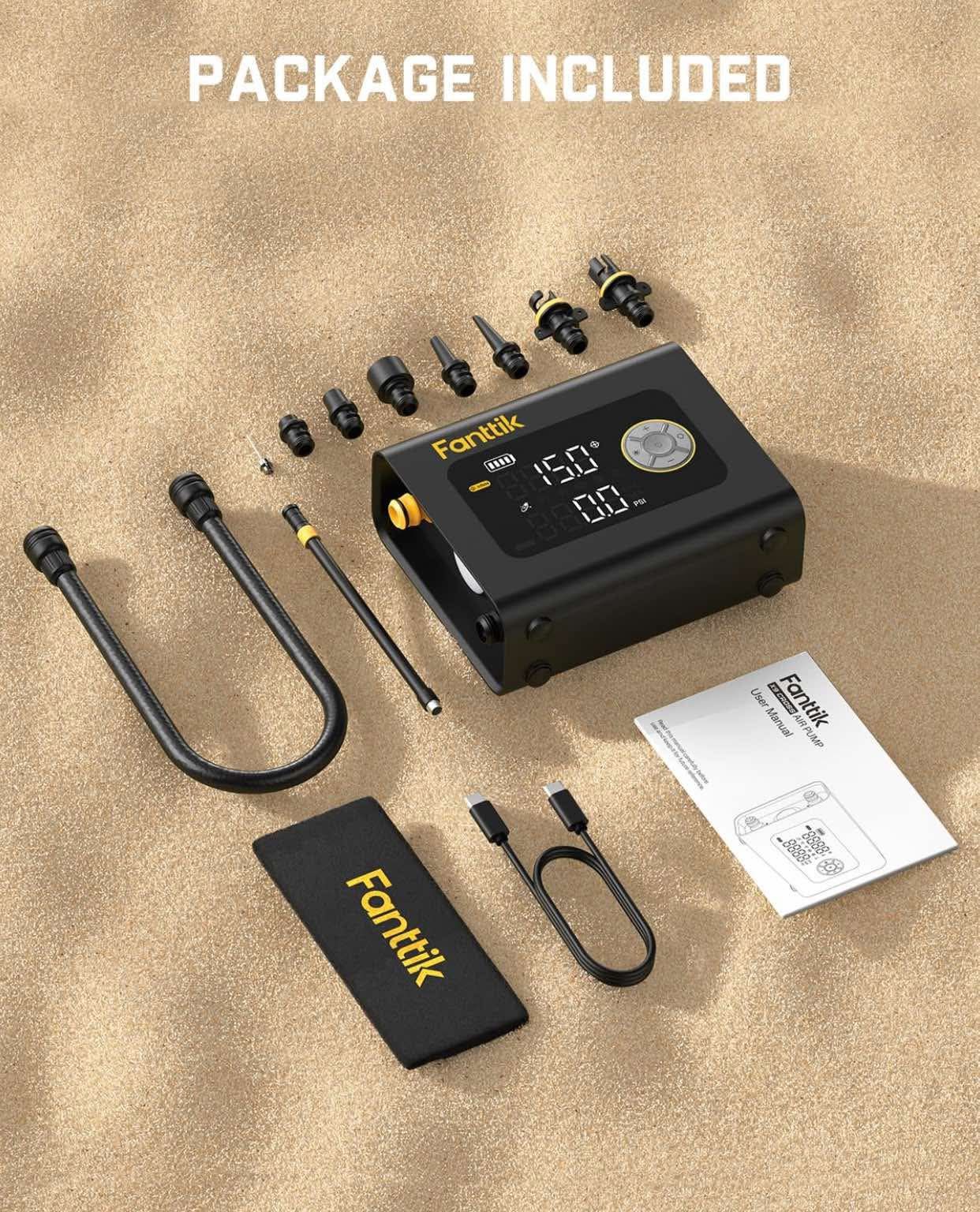 Fanttik X9 Cross 4X Portable Tire Inflator, Paddle Board Pump | Max 75PSI with Auto-Off, Deflation | Air Pump with Light and Power Bank | Fastlink for