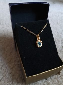Vintage Topaz Necklace With Gold Plated Chain