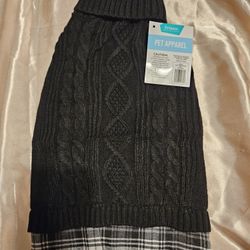 Frisco brand black cable knit dog sweater 