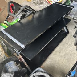 Black glass Topped Bookshelf/TV Media Stand