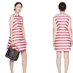 Like New Kate Spade Sicily Pink & White Kite Stripe Knee Length Sleeveless Dress Sz. 6