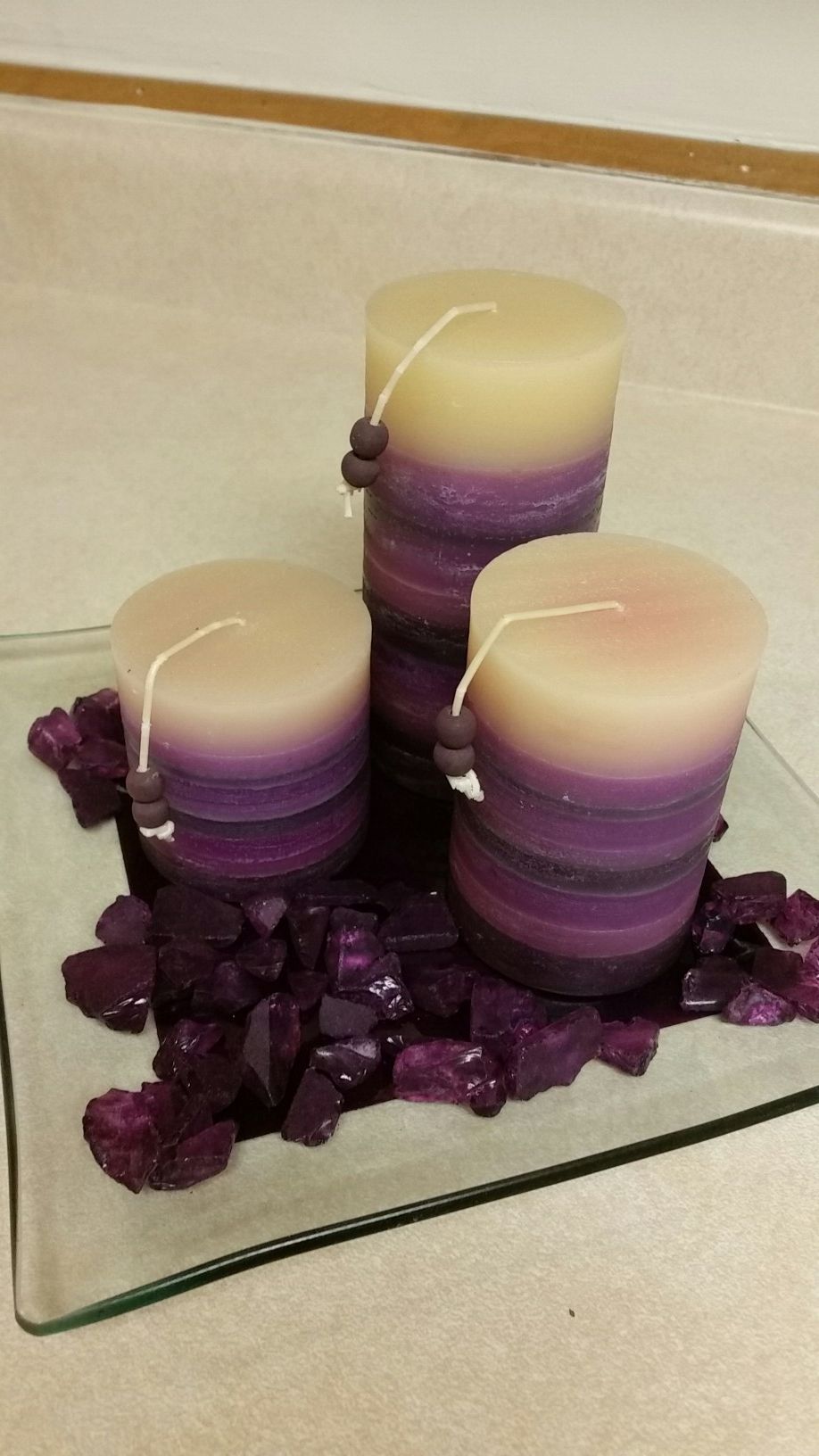 2 Candle sets and candle holders set decor.