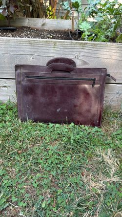 80s 90s Leather Bag Thin Briefcase