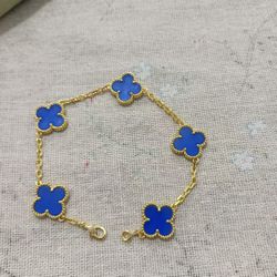 Van Cleef & Arpels Rose Gold and Blue Clover Bracelet