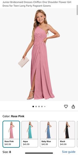 Junior Bridesmaid Dresses Chiffon One Shoulder Flower Girl Dress for Teen Long Party Pageant Gowns