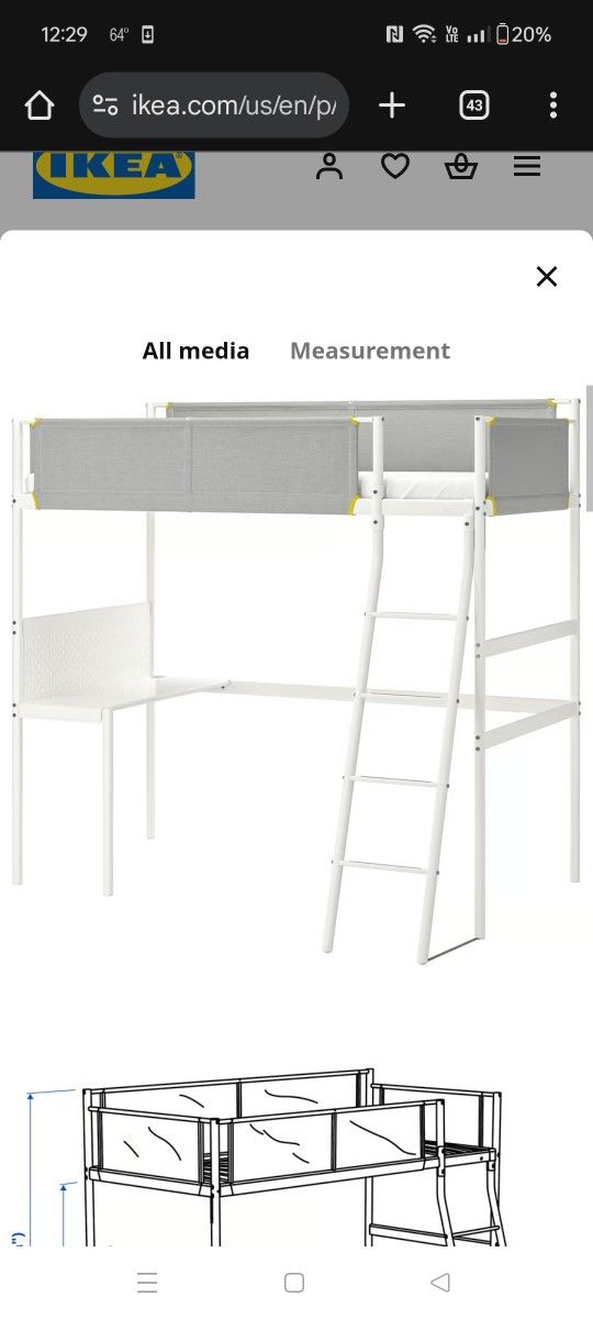 Ikea Bunk Bed With  Mattress, Desk And Chair 