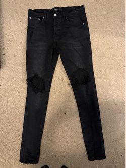 Black Distressed Purple Jeans – NEED GONE TODAY