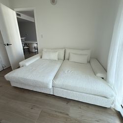 87" Upholstered Square Arm Deep Seating Sleeper Sofa Bed  - Like New